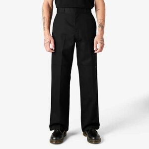 Loose Fit Double Knee Work Pants, Black, 34x30